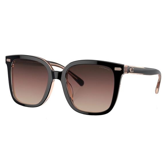 Coach HC 8381U 5781E2 Black Plastic Square Sunglasses Purple Gradient Lens - Picture 1 of 3